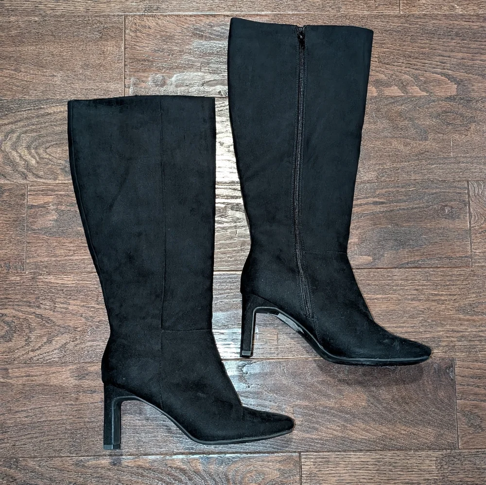 NWOB JustFab Evelyn Heeled Boot (Size 9.5)  Mid-Calf Faux Suede Boot - Picture 5 of 12